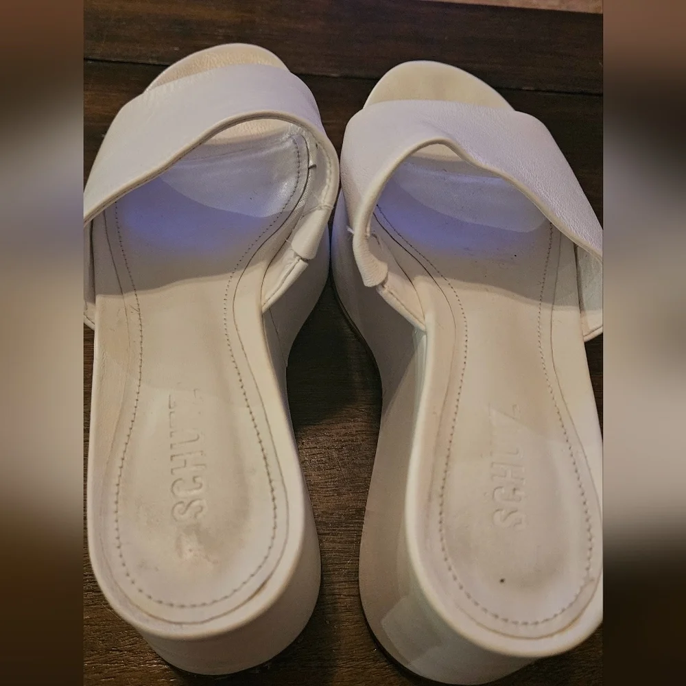 SCHUTZ White Platform Slide Mule